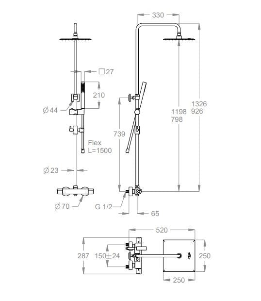 Термостатическая настенная душевая колонна с ручным душем Fir Italia душевые колонны ARCH-00119604 - Вид №1