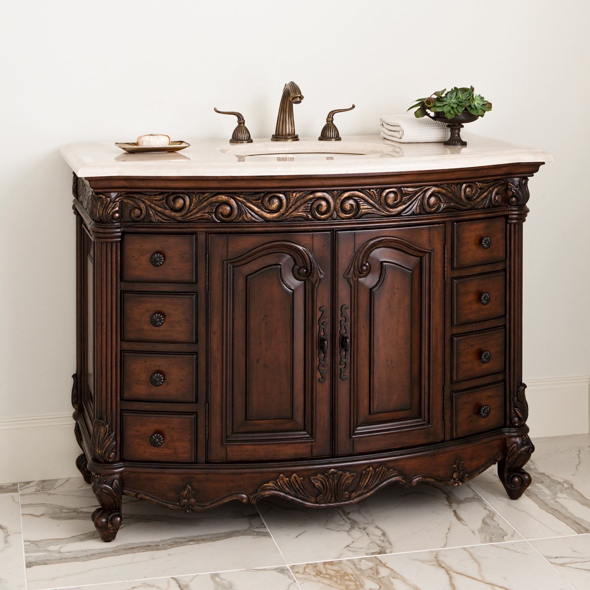 Тумбочка, большая (от 37 до 59,5) 06227-110-226 Provincial Medium Sink Chest - Dark Ambella  - Вид №1