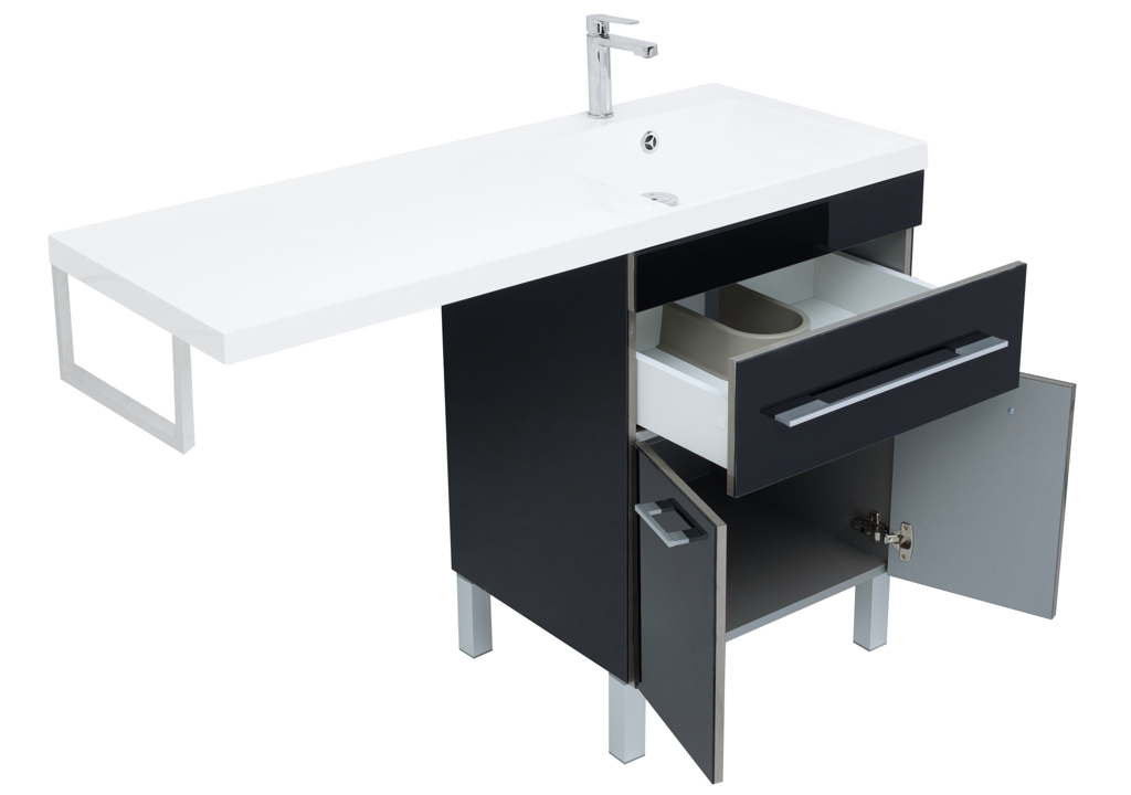 Тумба с раковиной Aquanet Верона 120 R черный (напольная, 1 ящик, 2 дверцы) 0018270500239568 - Вид №9