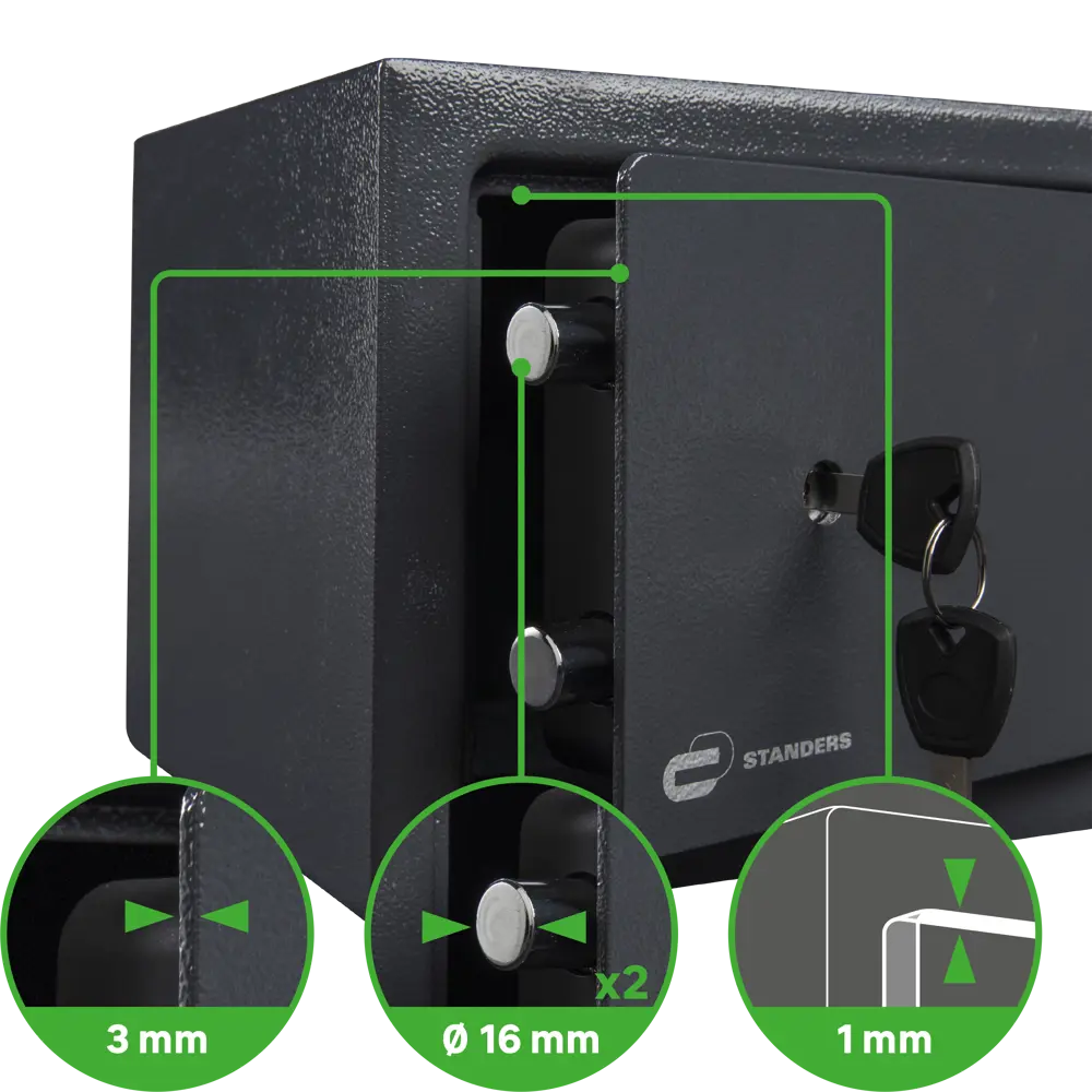 Сейф Standers 9/10 л с ключевым замком 28x18x20 см сталь 85155290 STLM-2195224  - Вид №4