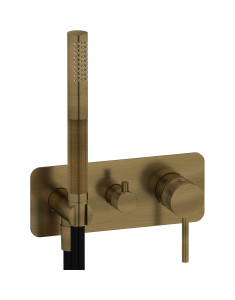 Внешние части встроенного в стену смесителя на 3 потребителя в комплекте с душевым гарнитуром. WE ARE IB id314mb Modern Bronze Industria