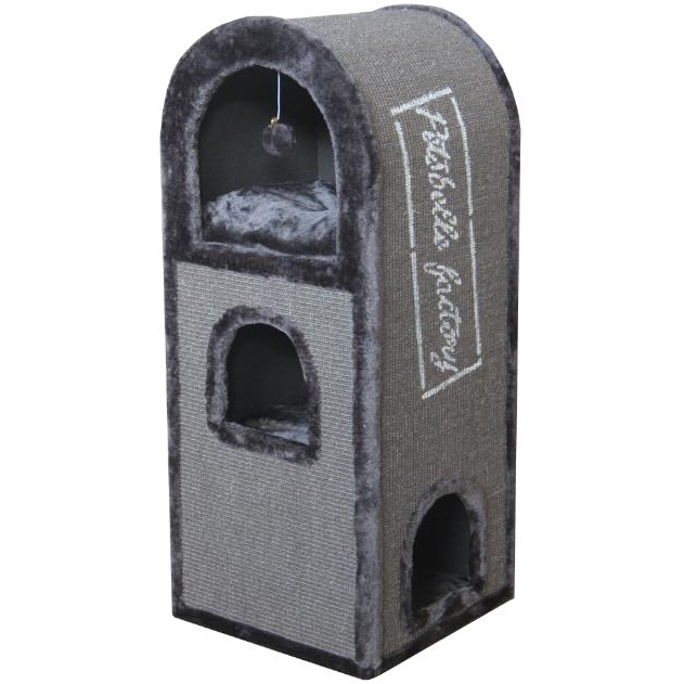 ПР0039875 Дом-когтеточка для кошек Лондон 40х40х100см серый Foxie 