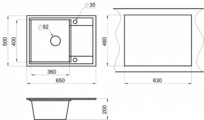 HI-65, ПЕСОК/БРЮТ,ГИБРИД кухонная мойка , кварц GRANULA HI-65-ST114 - Вид №2