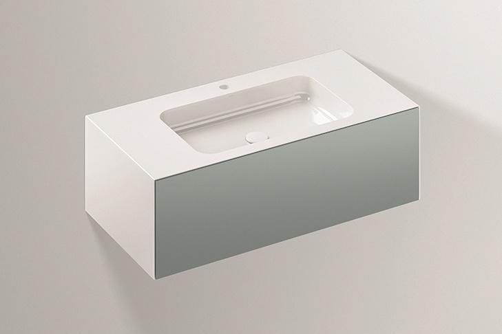 5156810000 Умывальник с тумбой, wp.folio3, белая, proshield, лакированная, шелковисто-матовый блеск, серый Alape серия FO (Folio) 