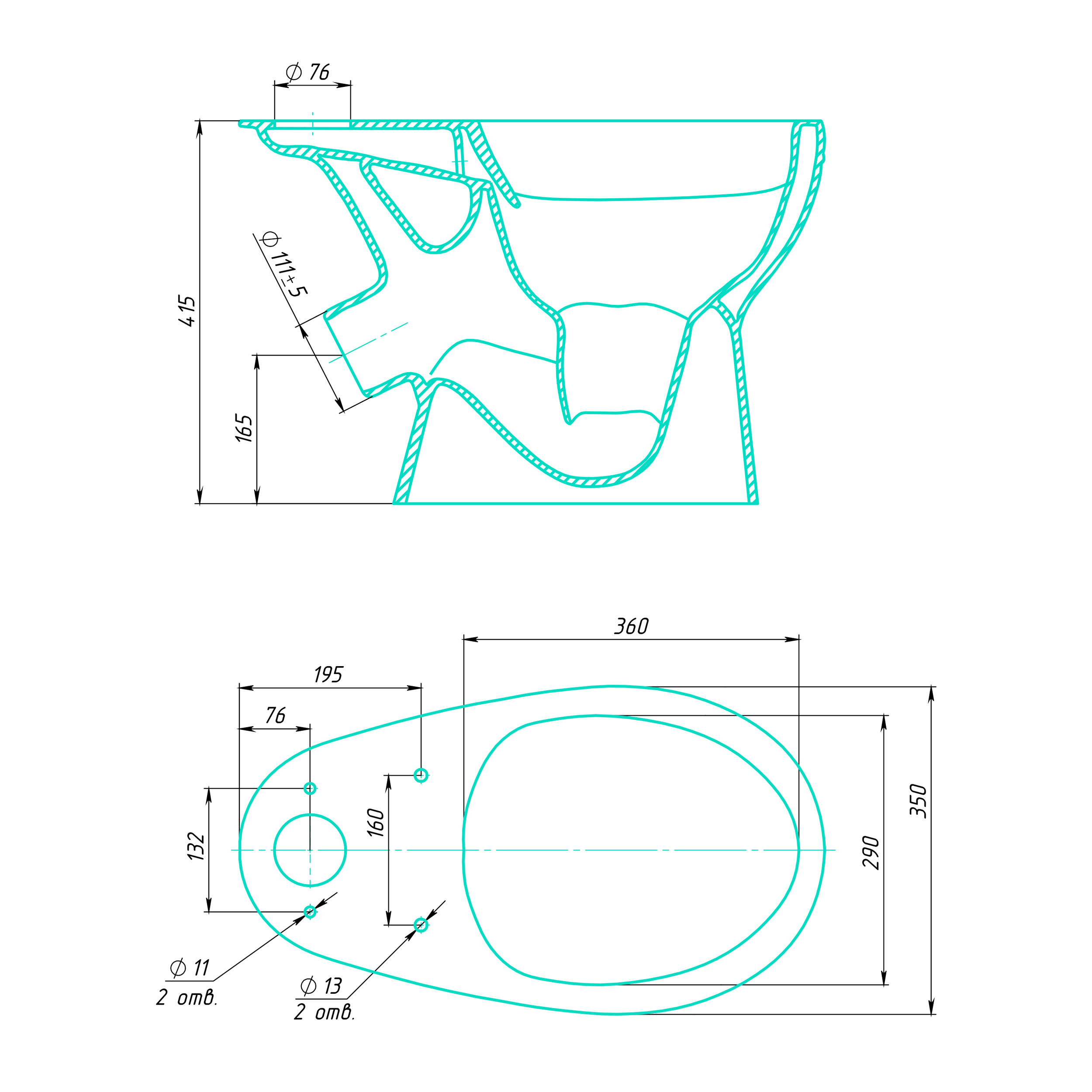 Тефия new Унитаз 31,5 кг. GESSO  - Вид №2