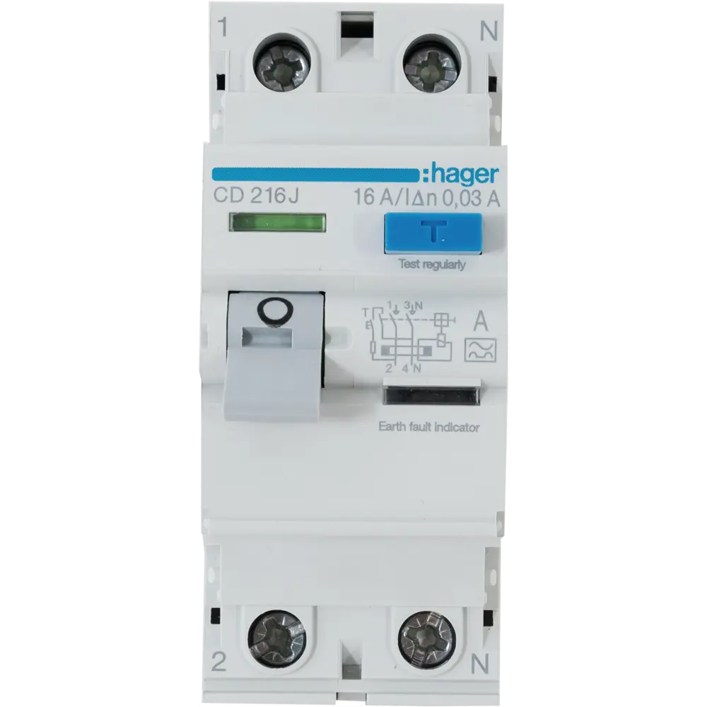 УЗО Hager CD216j 1P N 16 A 30 мА 4.5 кА A STLM-2012698 - Вид №1