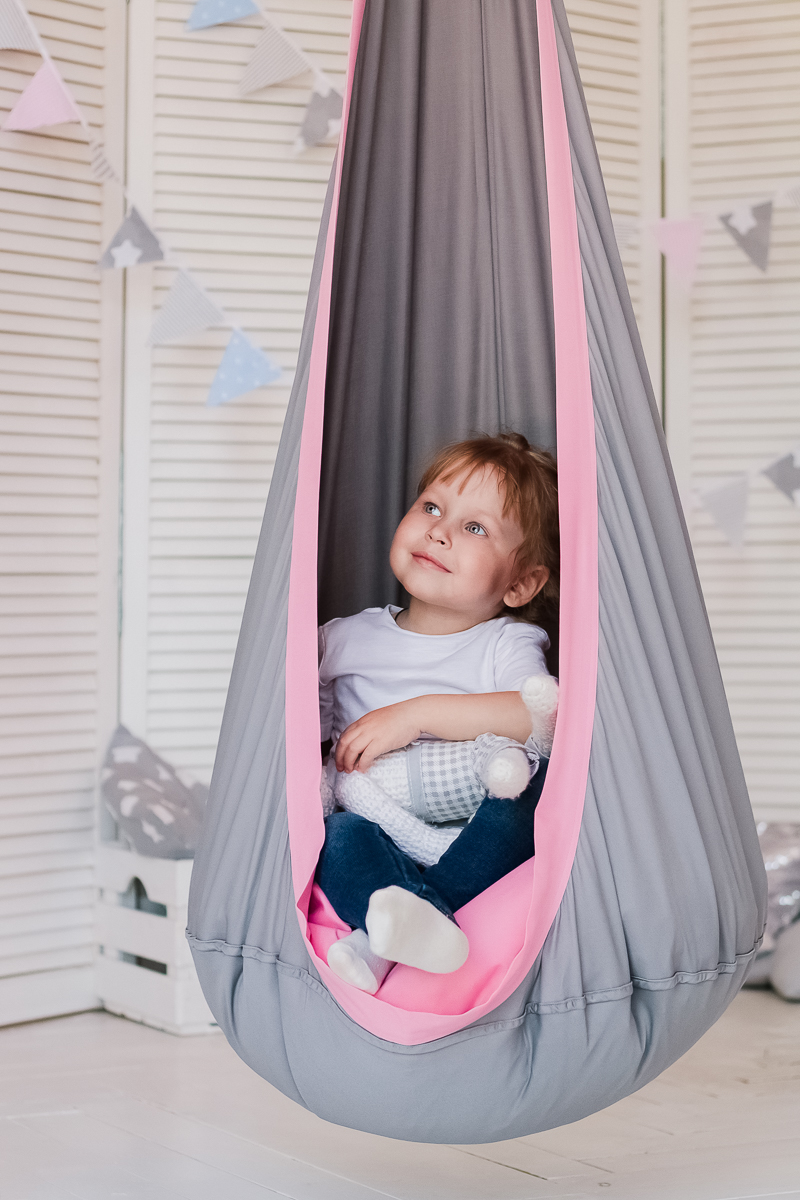 Подвесное кресло-кокон серо-розовое ПОКАЧАЙКА  326712 Серый Santreyd  - Вид №3