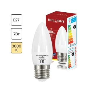 Лампа светодиодная Bellight E27 220-240 В 7 Вт свеча матовая 600 лм теплый белый свет