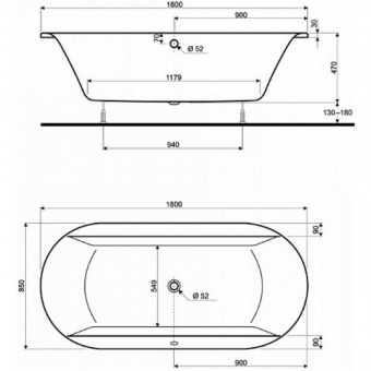 Акриловая ванна 180х85 KOLO Clarissa XWL2680000  - Вид №2
