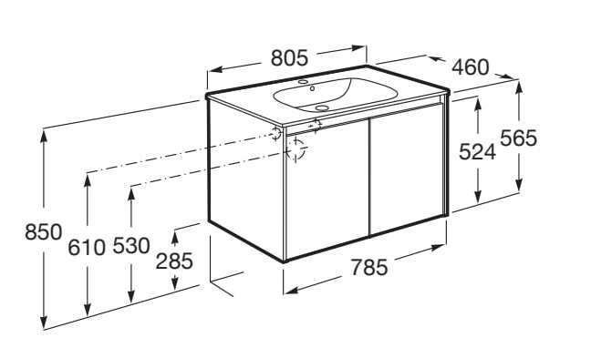 Деревянный подвесной умывальник с дверцами Roca Tenet ARCH-00043412 - Вид №3