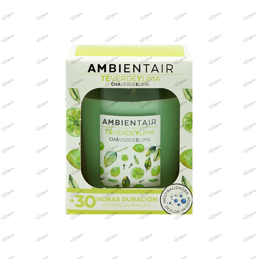 Свеча ароматическая "Зеленый чай и лайм" AMBIENTAIR  00-3881032 Зеленый 