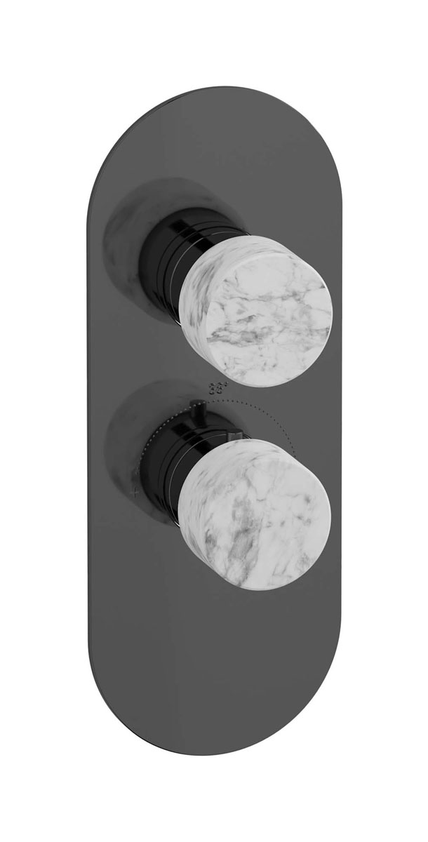 Комплект наружных частей термостата на 1 потребителей - вертикальная овальная панель с ручками Marmo WE ARE IB eua112cfnmr_1 Black Chrome Aqua