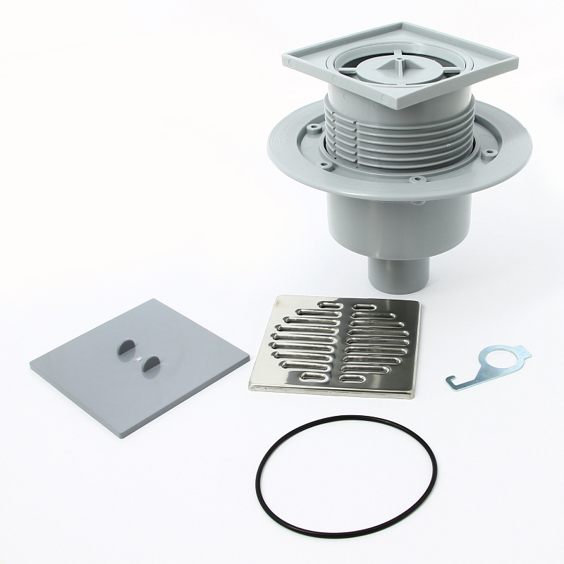 Трап McAlpine напольный 50 метал. решетка 115х115 мм "сухой затвор" H=87-145 мм верт. 50 мм MRFG3V50 - Вид №3