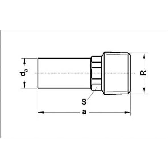 18280542 SANHA 8280G пресс-фитинг, бронза, переходная вставка НПр-НР 54ax2 мм  - Вид №1