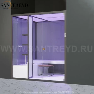 Effegibi BODYLOVE H BL30040001  Хаммам. Установка: в нишу. Мощность: 7 кВт макс. Размеры: длина 200 см, ширина 176 см. Отделка: трубчатое стекло.