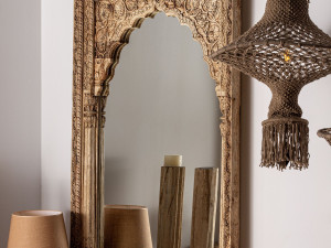 Прямоугольное напольное зеркало из тикового дерева с рамкой