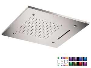 Светодиодная душевая головка из нержавеющей стали с 3 струями с хромотерапией