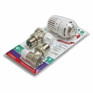 Термокомплект №2 (термоклапан угловой вн/нар, клапан запорный угловой, термоголовка) 3/4