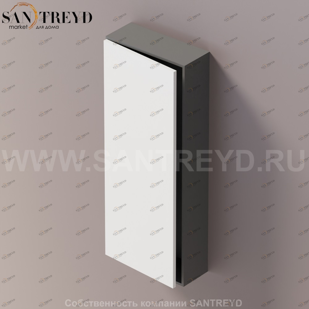 LIFT Модульный шкаф 100 см с левой дверью на доводчиках. Модули могут располагаться горизонтально и вертикально. Отделка: темно-серая краска и белая краска. AMOB053LZLGSX Agape