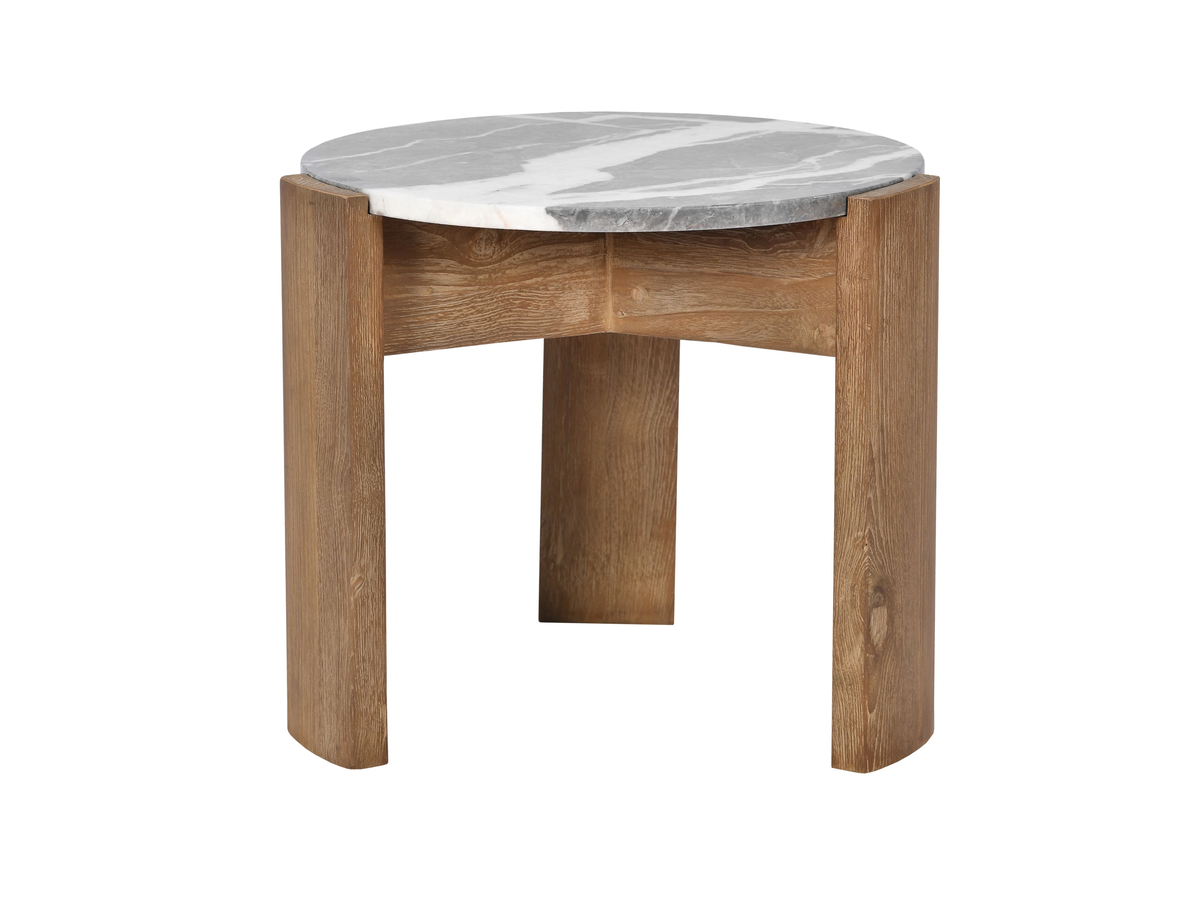 Высокий круглый стол из тикового дерева с мраморной столешницей cbdesign стела ARCH-00089225