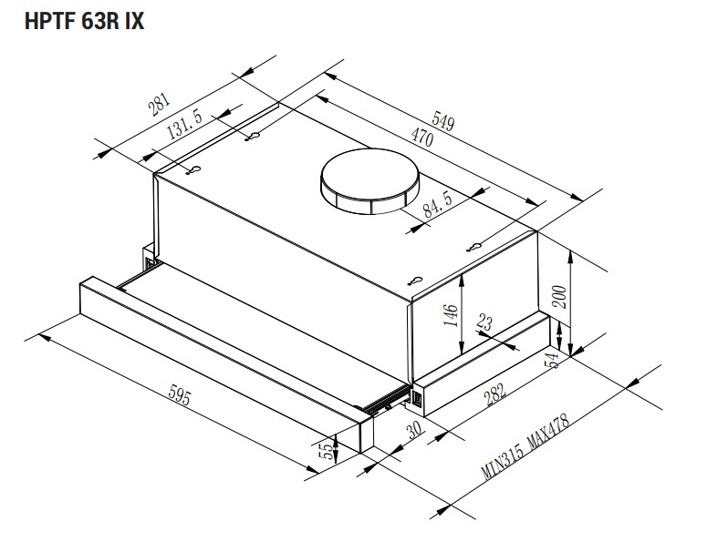 9106749 Вытяжка телескопическая Hotpoint HPTF 63R IX серебристый/серебристый STDN-0092396 - Вид №12