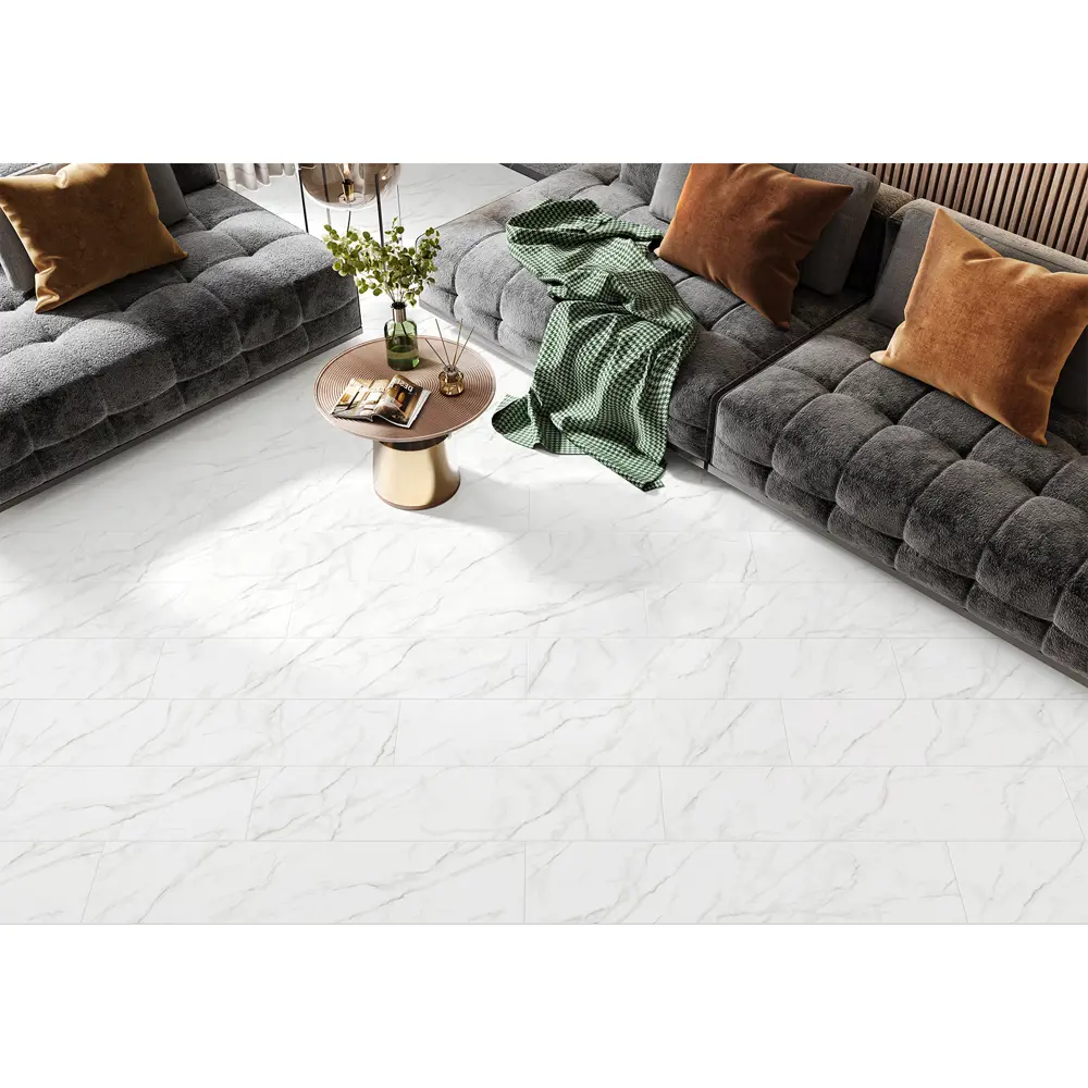 Глазурованный керамогранит Alma Ceramica Ava Calacatta 04 20x90 см 1.62 м² матовый цвет белый 89456752 STLM-2076366