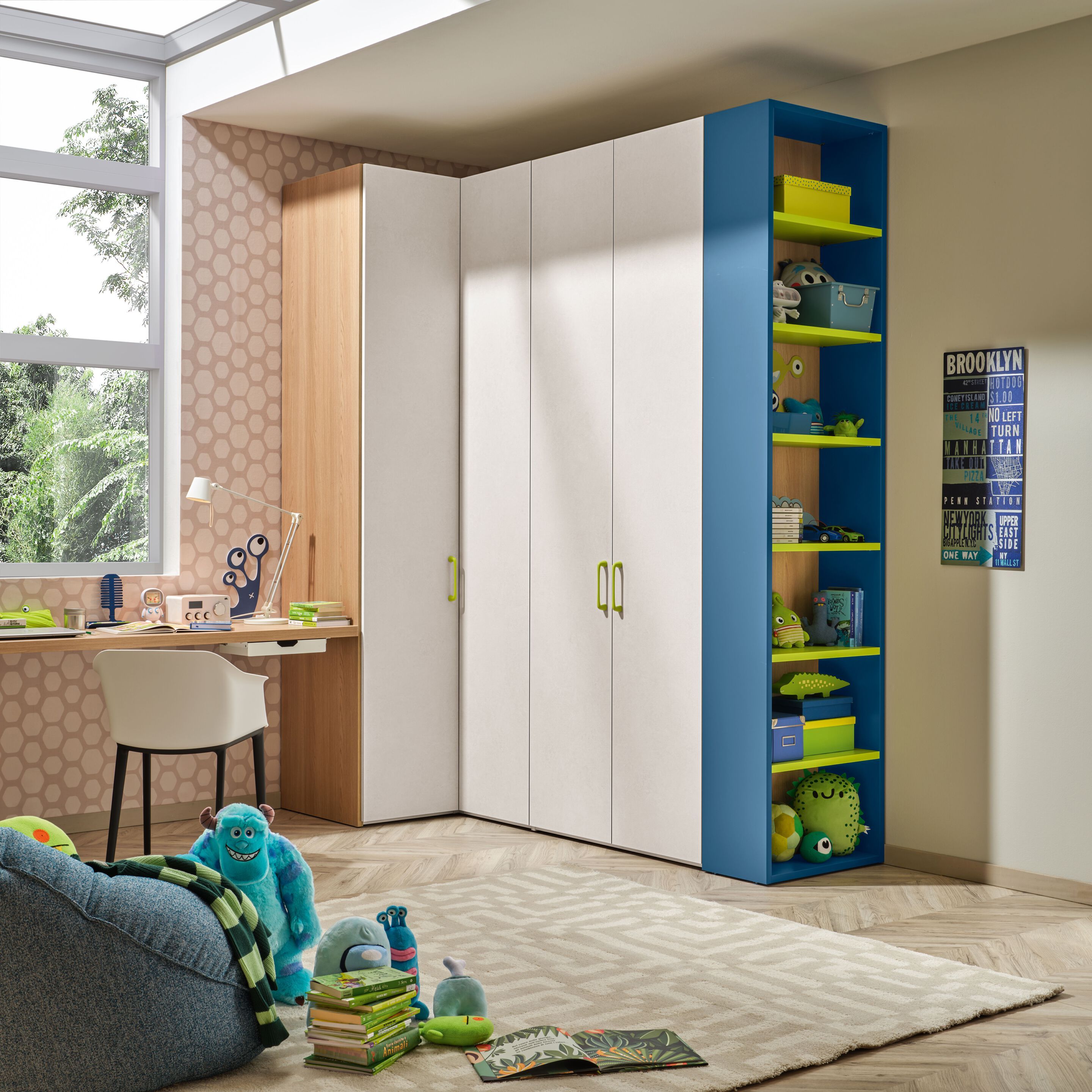 Детская комната с угловым шкафом и диваном-кроватью Moretti Compact KC322 ARCH-00009174 - Вид №1