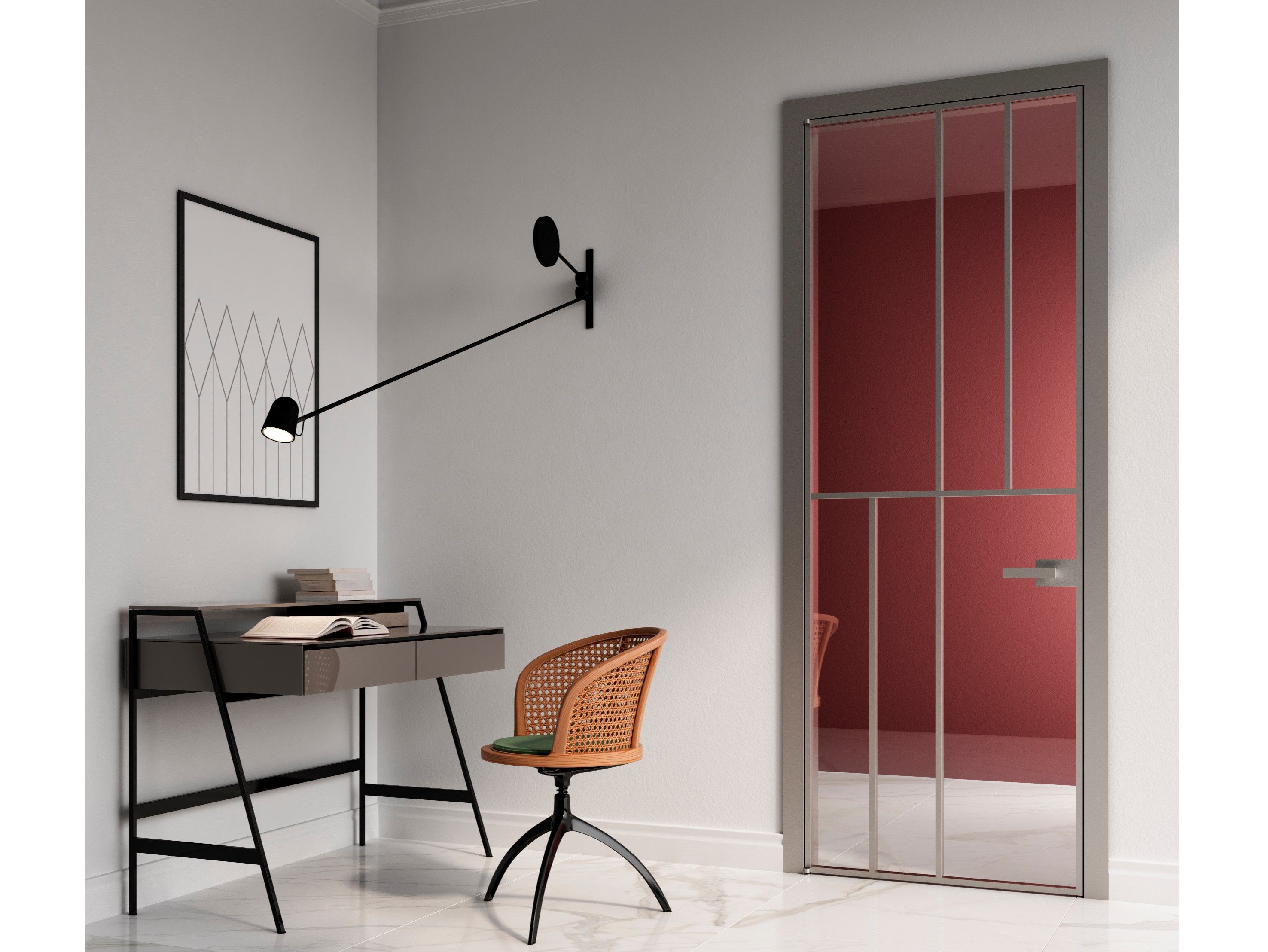 Стеклянная распашная дверь ALBED ARCH-00143124