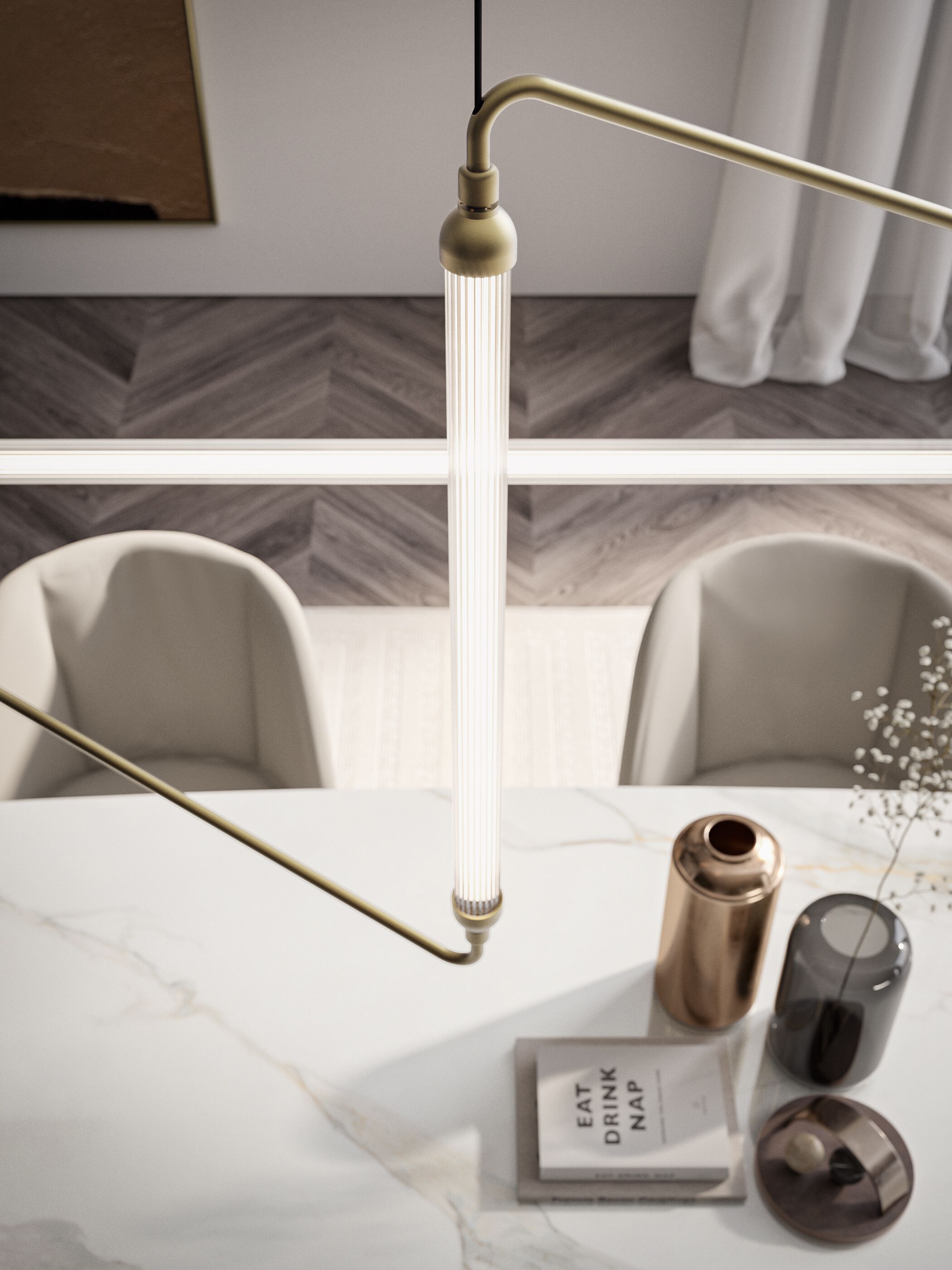 Стеклянный и металлический подвесной светильник Bontempi Casa ASTRA ARCH-00048899 - Вид №4