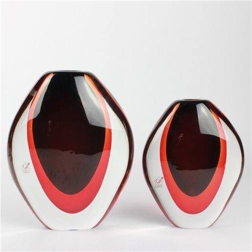 1704 ORIGINALMURANOGLASS Ваза Красная капля - соммерсо - муранское стекло 23 см  - Вид №1