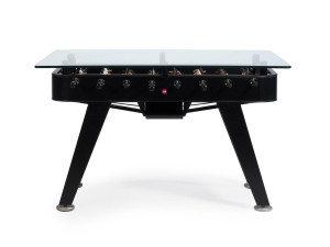 Прямоугольный обеденный стол из стали и стекла