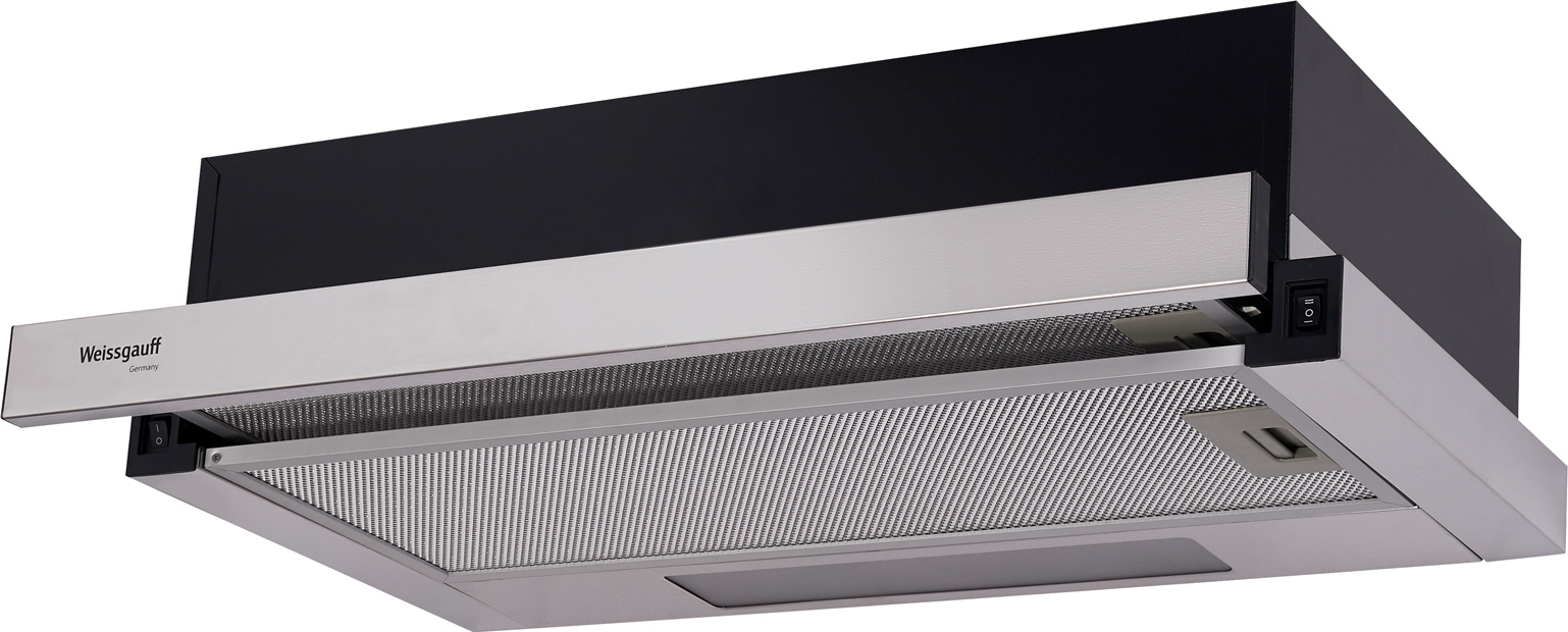 TEL 06 1M IX Встраиваемая с выдвижной кареткой, 60см, 450 м3, панель управления:нержавеющая сталь, механическое управление, белый+нержавеющая сталь Weissgauff Santreyd 