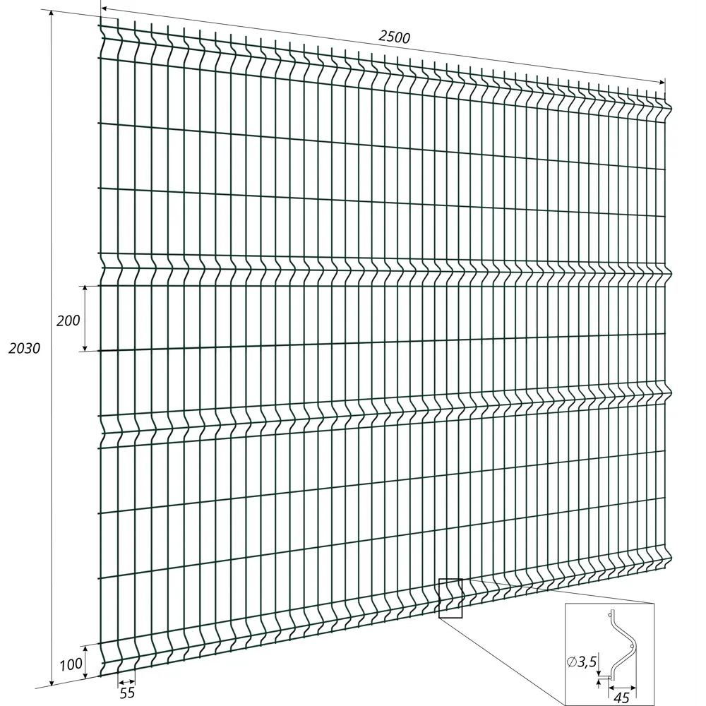 Grand Line 3D панель Light для забора - оцинкованная сталь с полимерным покрытием 13011630 STLM-0002667 - Вид №5