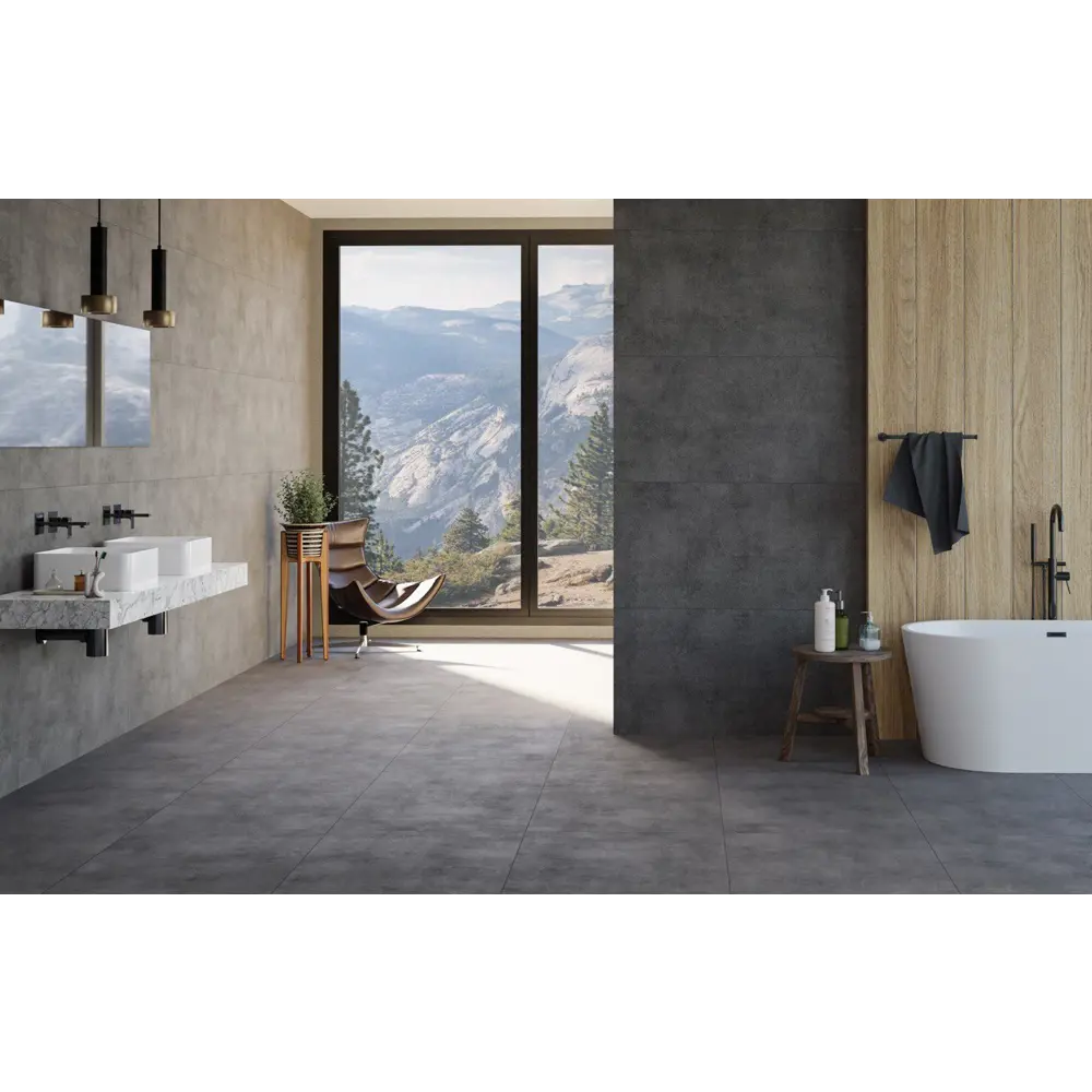 Глазурованный керамогранит Ceramente Stellare Cement Pro Grey 60x120 см 1.44 м² матовый цвет темно-серый 89020218 STLM-2039888 - Вид №6