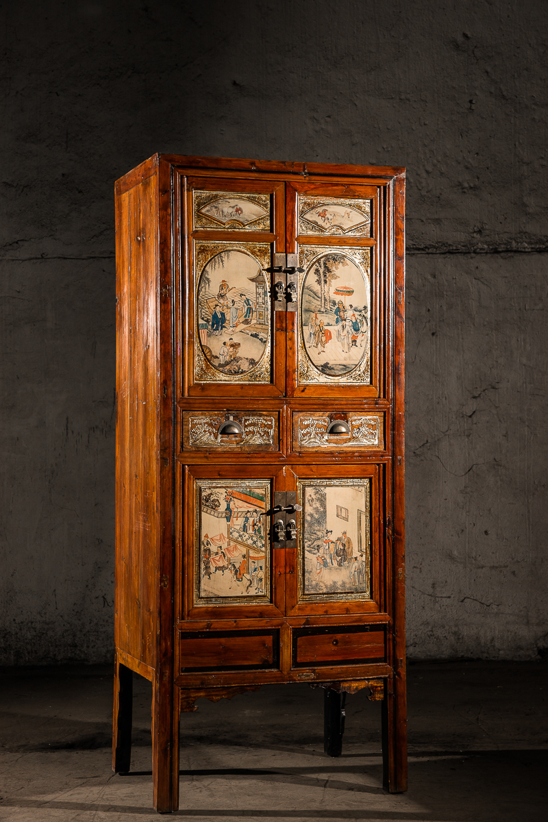 Шкаф распашной деревянный с ящиками и 4 дверцами разноцветный "Да-Гуй" ДОМАШНЯЯ ОБСТАНОВКА  017320 Коричневый;разноцветный Santreyd  - Вид №1