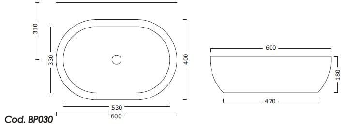 Керамическая овальная столешница BLEU PROVENCE умывальники ARCH-00078725 - Вид №2