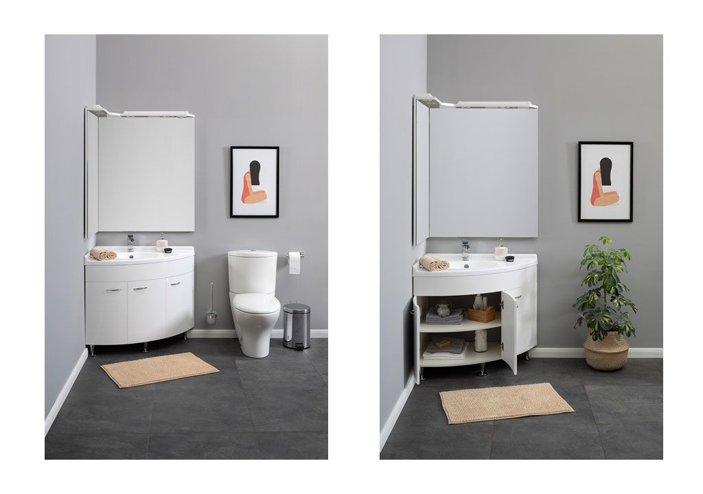 Тумба с раковиной Aquanet Корнер 89 L белый (закрытая) 0015882400158988 - Вид №5