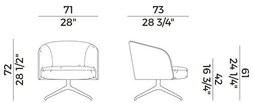 Potocco Вращающееся кресло из ткани Lèna 903/plg Lena - Вид №3