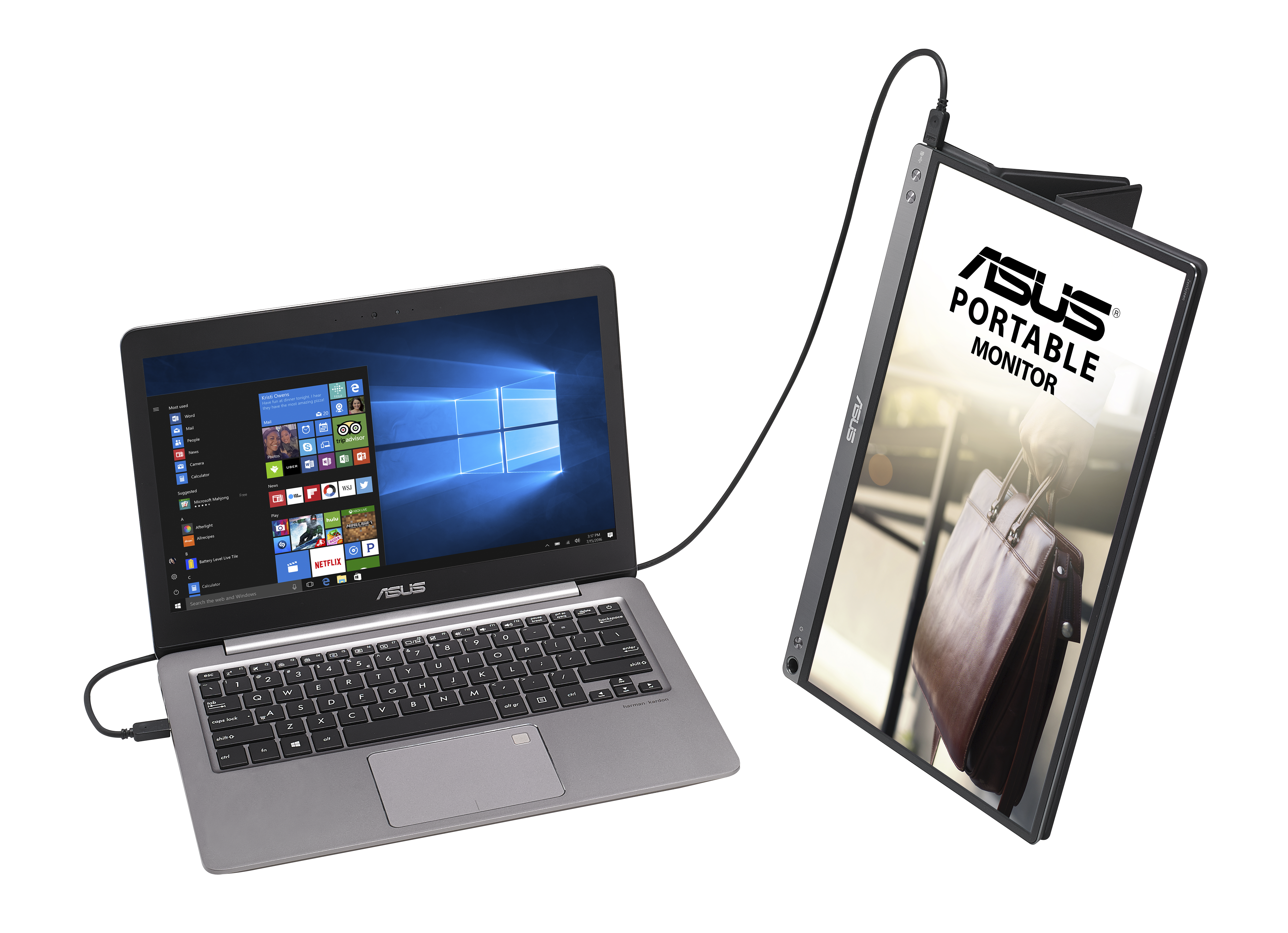 90LM0381-B01170 15.6" zenscreen mb16ac портативный монитор, usb type-c, full hd (1920x1080), ips, фильтрация синего света, минимизация мерцания, сертификация tuv, совместимость с usb type-a ASUS ASUS ZenScreen Santreyd  - Вид №14
