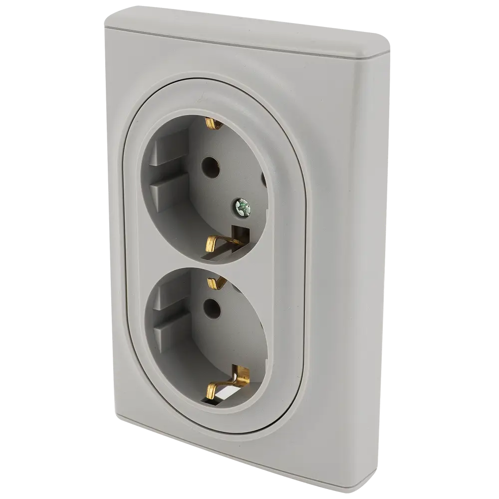 Розетка двойная встраиваемая Onekey Florence с заземлением, цвет серый 82127030 STLM-2151769 ONEKEYELECTRO - Вид №1