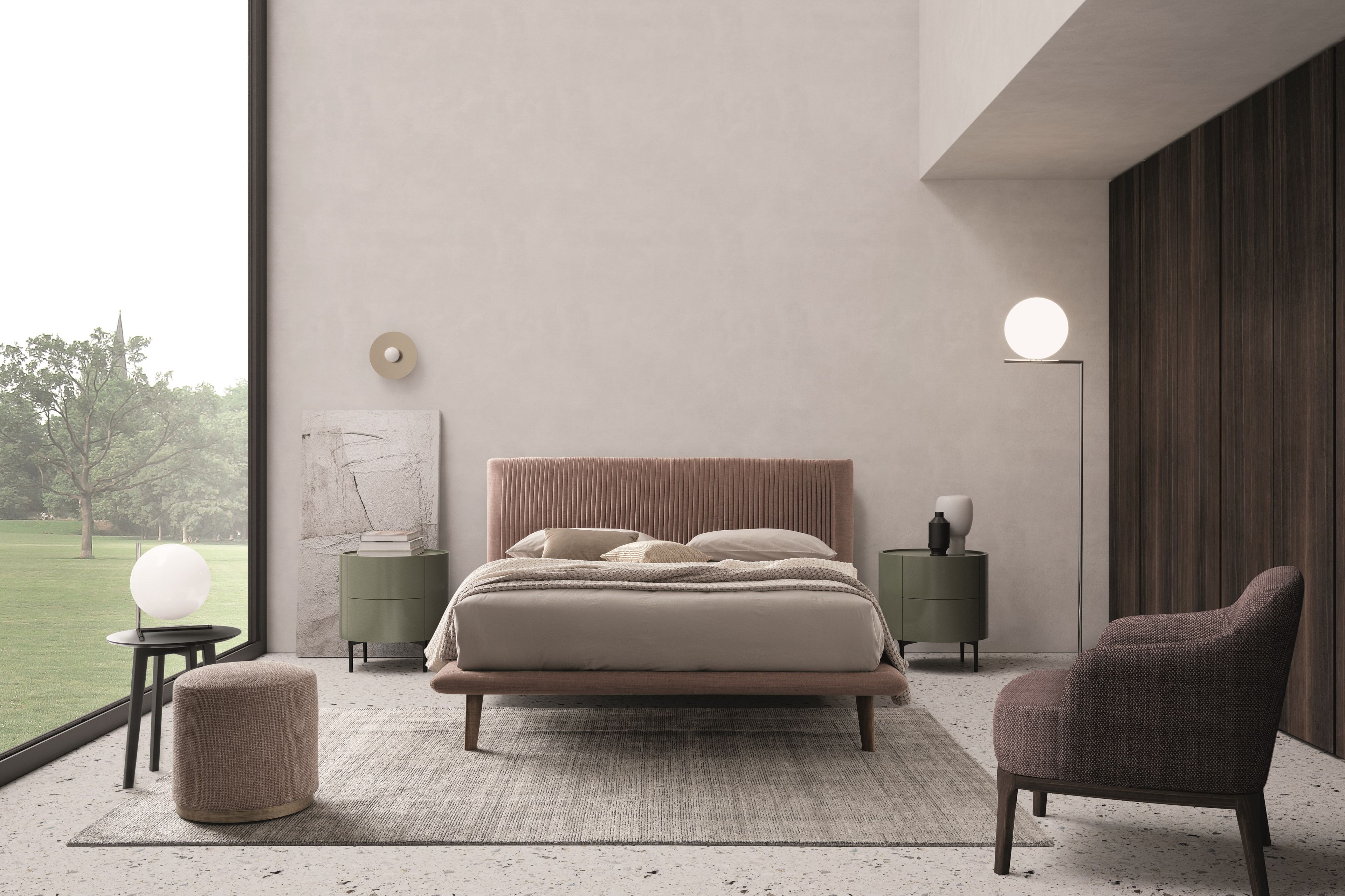 Двуспальная кровать из ткани с мягким изголовьем Dall'Agnese PLISSÉ ARCH-00137527 - Вид №3