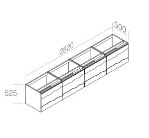 C525M4L70.101RV Тумба подвесная с 4 выдвижными ящиками 50 см A. e T. Italia TRACE Белый матовый - Дуб Италия AeT ITALIA - Вид №1