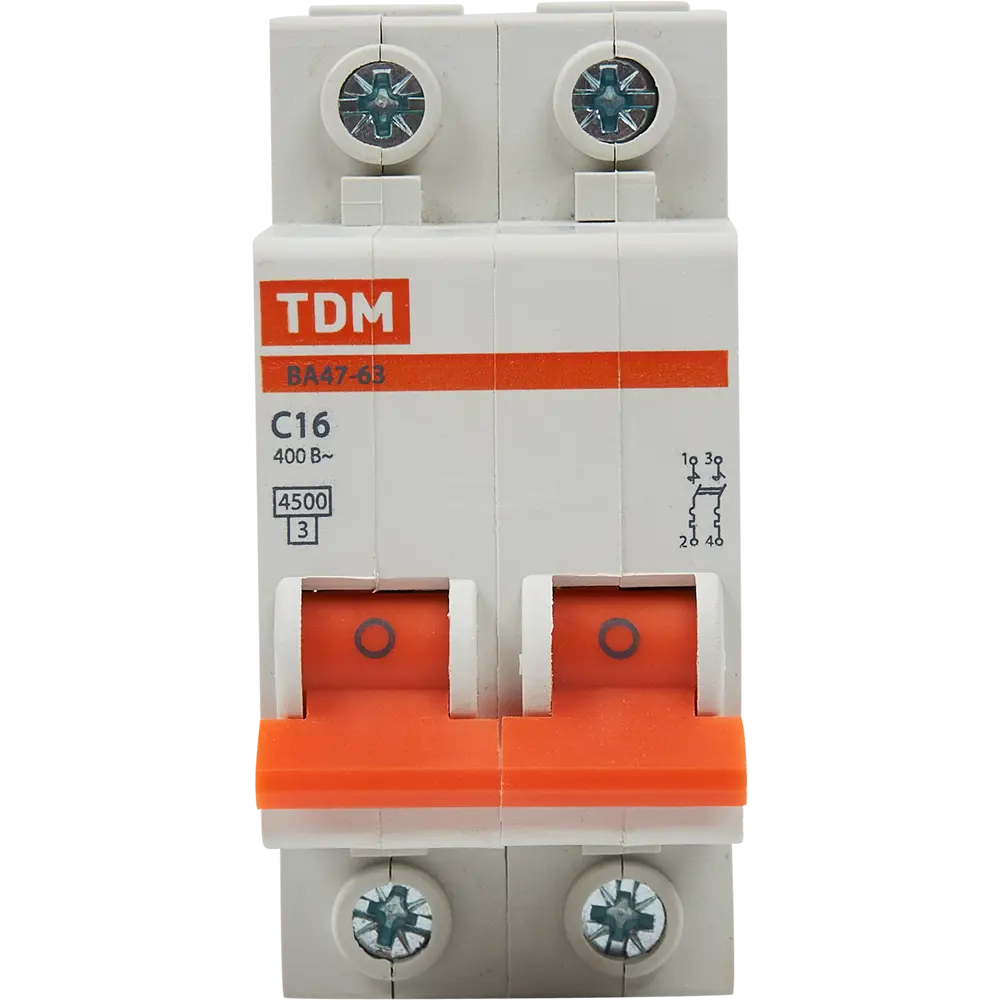 Автоматический выключатель TDM Electric ВА47-63 2P C16 А 4.5 кА SQ0218-0011 84399472 STLM-2176129  - Вид №2