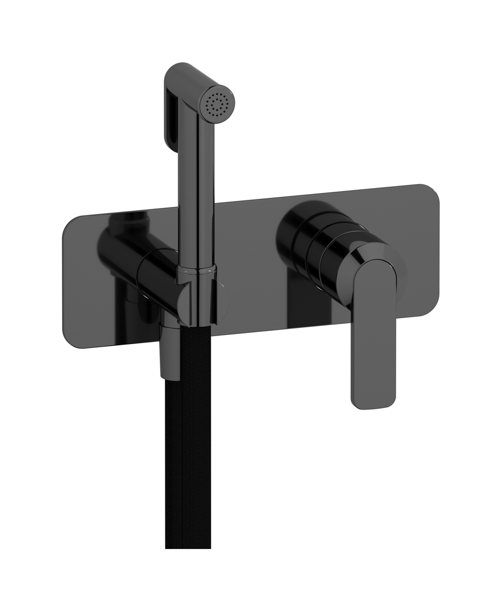 Внешние части гигенического душа со смесителем. WE ARE IB c6706cf Black Chrome C-67