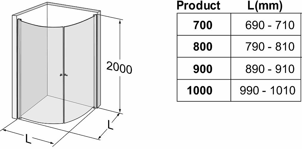 500.995.00.5 IDO Showerama 10-4 душевая стенка для круглого углового душа, IDO Showerama 10-4, матовые профили / полуматовое стекло, 700x900 мм  - Вид №3