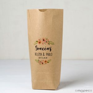 E442.1 PERS. Пользовательская цветочная сумка tiara kraft, «спасибо», 50 единиц. Dekoraniaevents Bodas