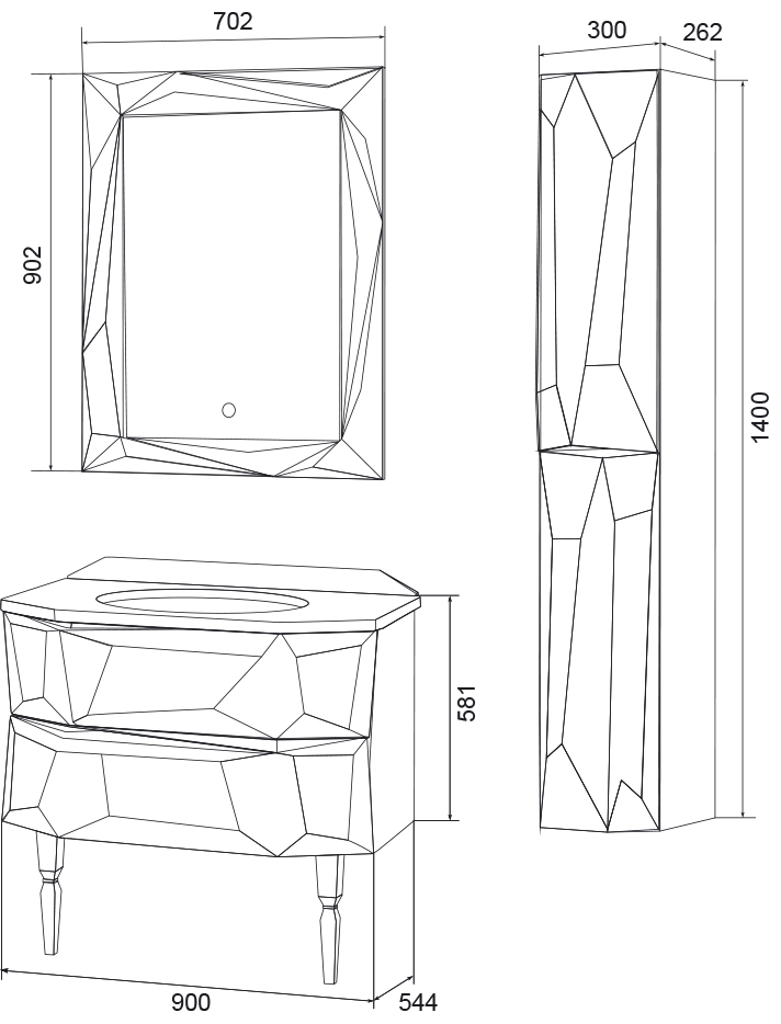 У51084 Шкаф - Пенал Crystal 30П, 2д, White L 1 Marka Crystal - Вид №2