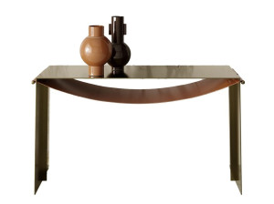 Прямоугольная консоль из стали и кожи