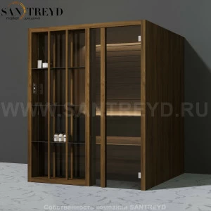 Effegibi YOKU.S60 SA.70100013 Сауна с правой дверью. Мощность: 6 кВт макс. Размеры: длина 174 см, ширина 170 см. Отделка: чёрный орех