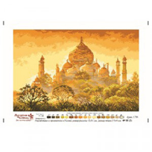 1796 Канва/ткань с рисунком Рисунок на канве 33 см х 45 см "Закат над Тадж-Махал" Матренин посад